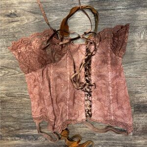 Lace-Up Brown Corset Top